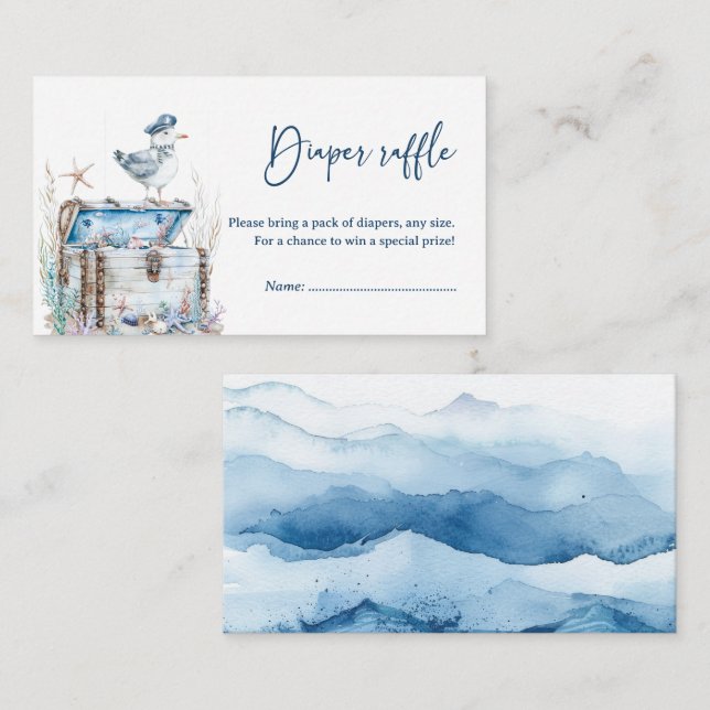 Cute Nautical Ahoy Baby Shower Diaper Raffle Enclosure Card (Front/Back)