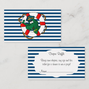 Cute Nautical Alligator Baby Shower Diaper Raffle Enclosure Card