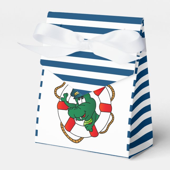 Cute Nautical Alligator Baby Shower Theme Favour Box (Front Side)