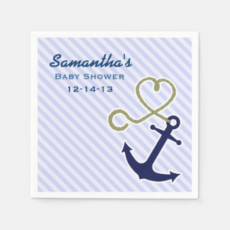 Cute Nautical Anchor Boy Baby Shower Custom Napkin