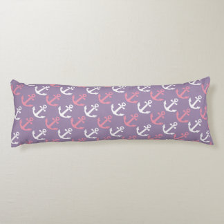 Cute Nautical Anchors Pink and Purple Pattern Body Cushion