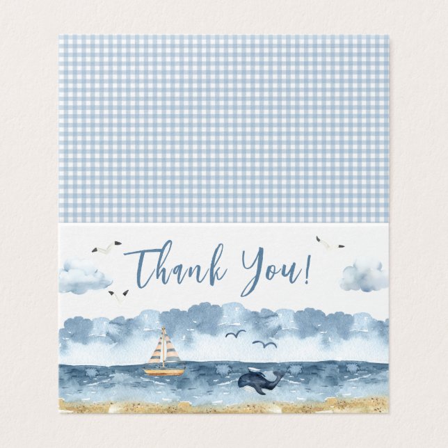 Cute Nautical Baby Boy Foldable Thank You Cards (Outside Unfolded)