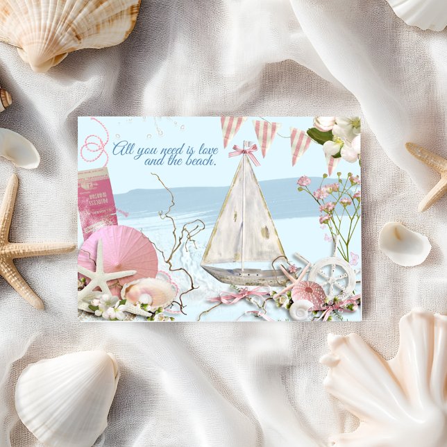 Cute Nautical Beach Retro Greeting  Postcard (Creator Uploaded)
