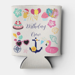 Cute Nautical Birthday Can Cooler