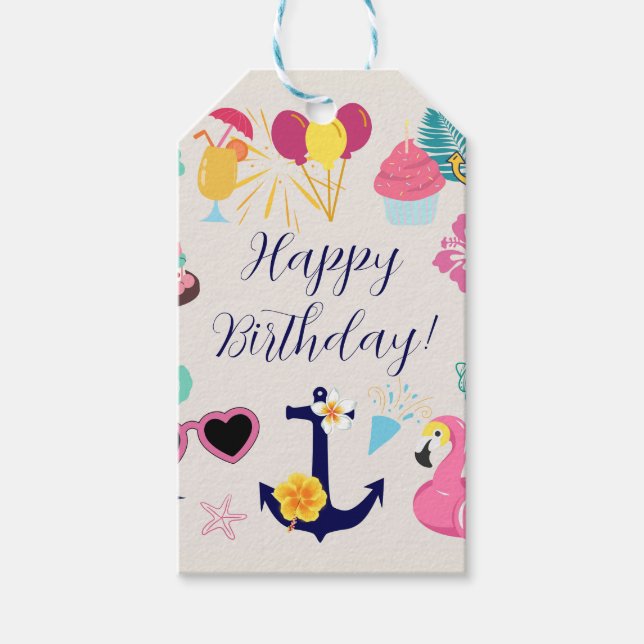   Cute Nautical Birthday Gift Tags (Front)