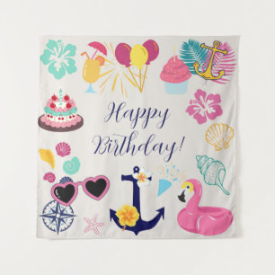 Cute Nautical Birthday Tapestry