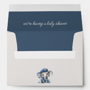Cute Nautical Blue Baby Elephant Baby Shower Envelope