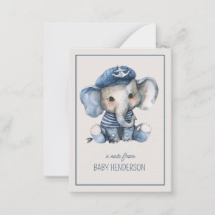 Cute Nautical Blue Baby Elephant Personalized Card