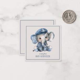 Cute Nautical Blue Baby Elephant Personalized Card