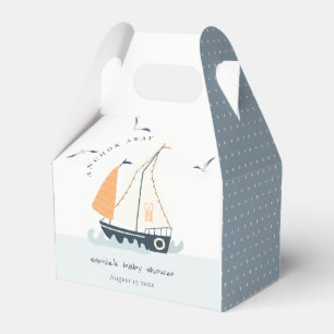 Cute Nautical Blue Sailboat Pastel Baby Shower Favour Box