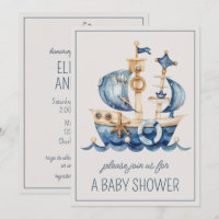 Cute Nautical Blue Sailing Ship Personalised