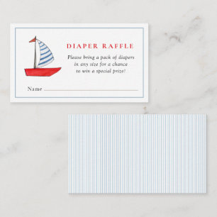 Cute Nautical Boat Baby boy shower diaper raffle Enclosure Card