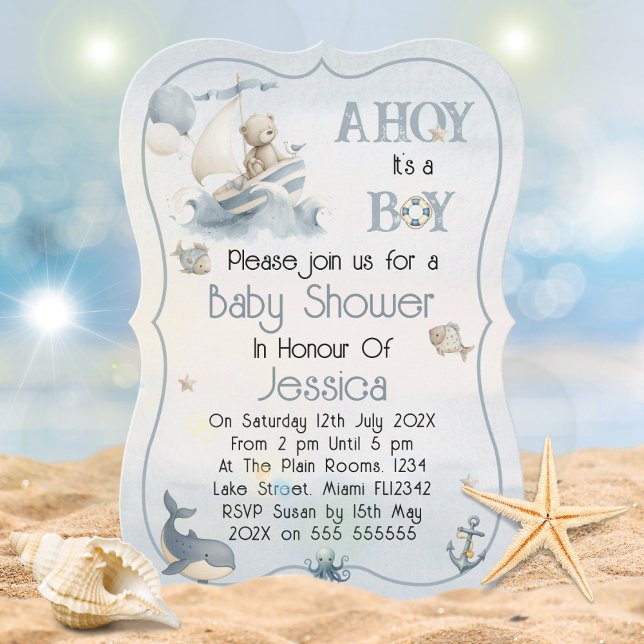 Cute Nautical Boy Baby Shower Invitation (Creator Uploaded)
