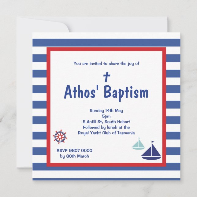 Cute Nautical Boys Invite (Front)