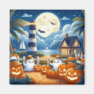 Cute, Nautical/coastal Halloween ghost/pumpkins Magnet