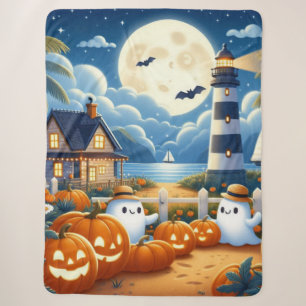 Cute, Nautical/coastal Halloween ghost/pumpkins Sherpa Blanket