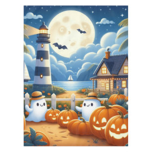 Cute, Nautical/coastal Halloween ghost/pumpkins Tablecloth