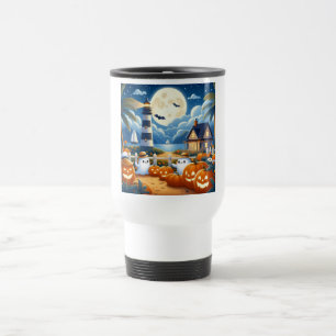Cute, Nautical/coastal Halloween ghost/pumpkins Travel Mug