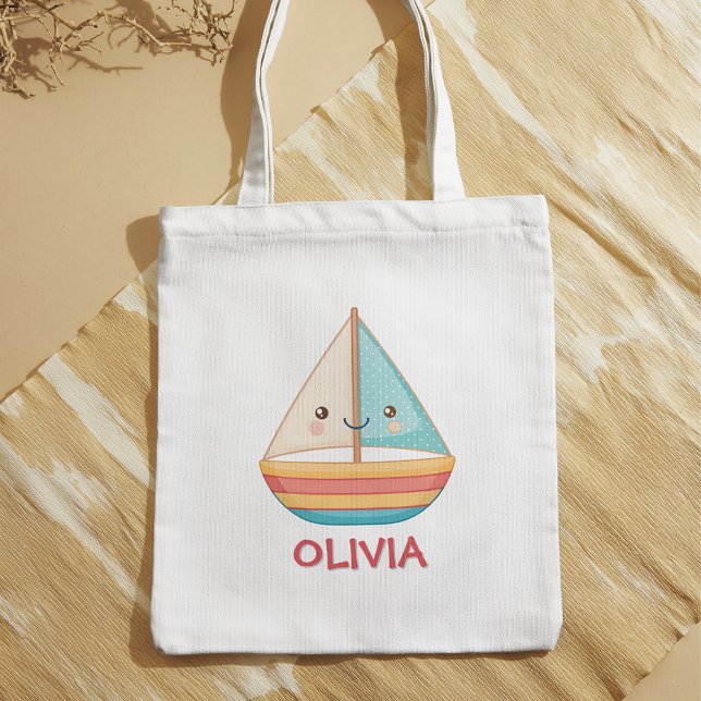 Cute Nautical Colourful Sailboat Tote Bag (Creator Uploaded)