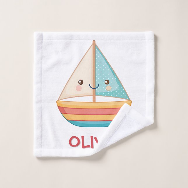 Cute Nautical Colourful Sailboat Wash Cloth (Wash Cloth)