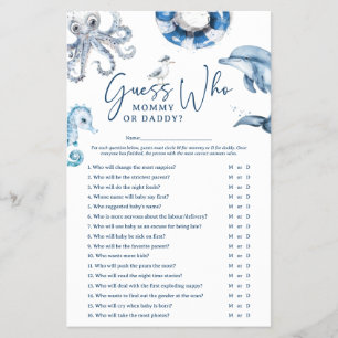 Cute Nautical 'Guess Who' Baby Shower Game Flyer