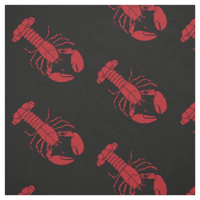 cute nautical lobster fabric red black (Swatch)