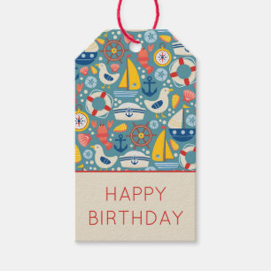 Cute Nautical Marine Sea Life Happy Birthday Gift Tags