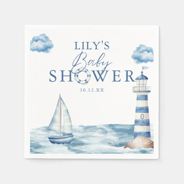 Cute Nautical Ocean Baby Shower Napkin (Front)