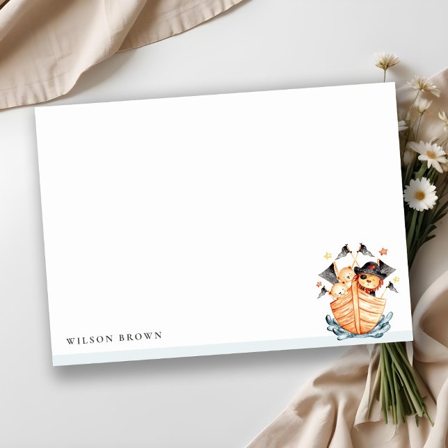 Cute Nautical Pirate Ship Lion Cub Kids Birthday Card (Creator Uploaded)