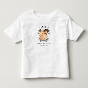 Cute Nautical Pirate Ship Lion Cub Kids Birthday Toddler T-Shirt