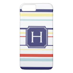 Cute nautical preppy stripes pattern monogram iPhone 8 plus/7 plus case