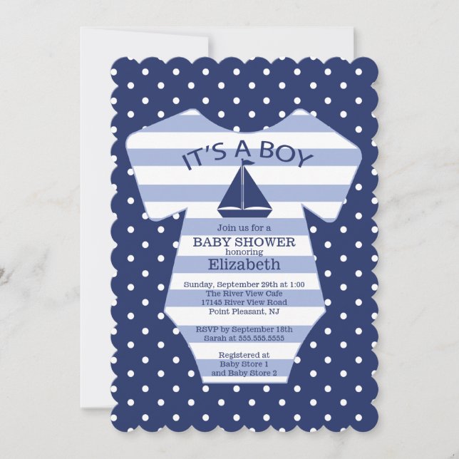 Cute Nautical Sailboat Baby Shower Invitation (Front)