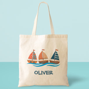 Cute Nautical Sailboats Tote Bag