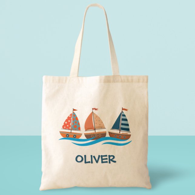 Cute Nautical Sailboats Tote Bag (Creator Uploaded)