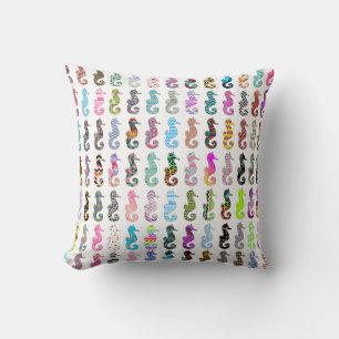 Cute nautical sea horse colorful girly patterns th cushion