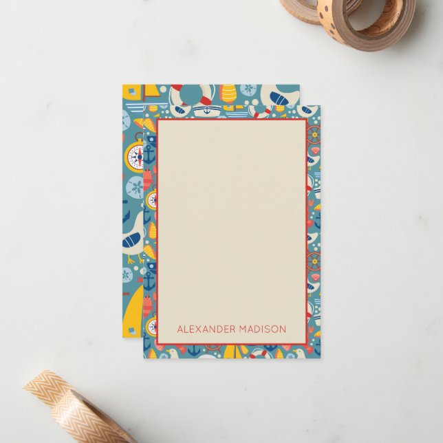 Cute Nautical Sea Life Card (Front/Back In Situ)