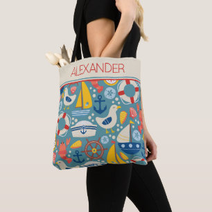 Cute Nautical Sea Life Personalised Tote Bag