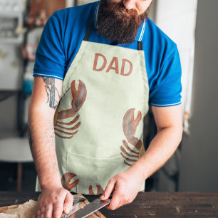 Cute Nautical Seafood Red Lobsters Funny Custom Apron
