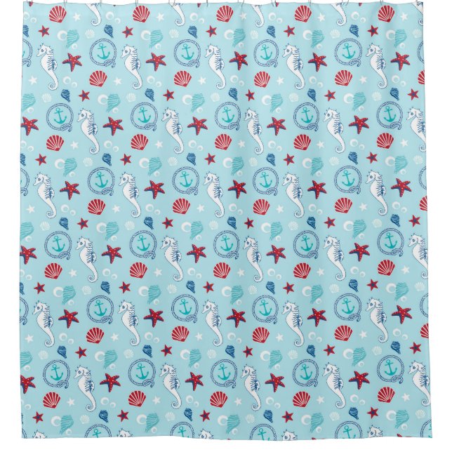Cute Nautical Shower Curtain (Front)