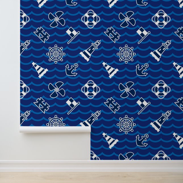Cute Nautical Waves Pattern Wallpaper (Application)