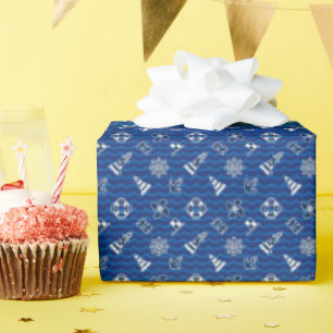 Cute Nautical Waves Pattern Wrapping Paper