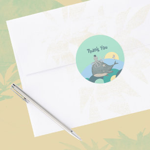 Cute Nautical Whale Squid Green Baby Shower Classic Round Sticker