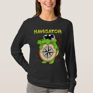 Cute Navigator Pun Alligator Holding Compass T-Shirt