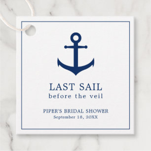 Cute Navy Blue Anchor Nautical Bridal Shower Favour Tags