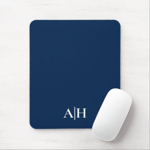 Cute Navy Blue and White , Modern Monogram Mouse Mat