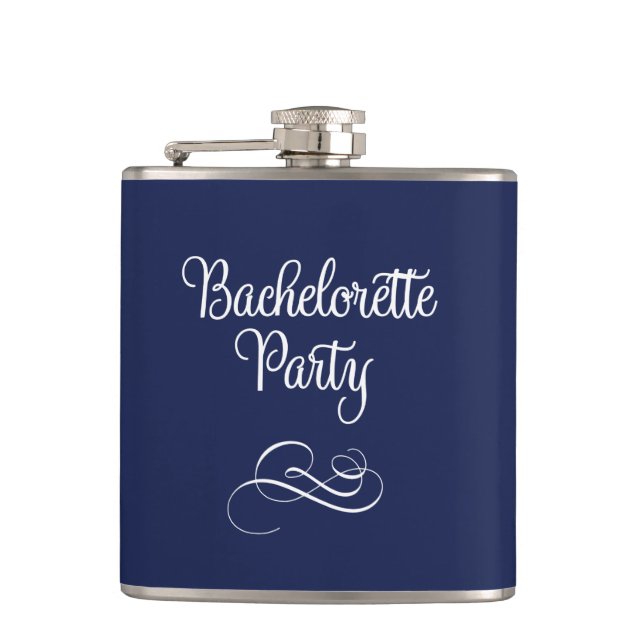 Cute Navy Blue Bachelorette Party Flask 6oz (Front)