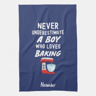 Cute Navy Blue Baking Gift For Kids Little Boy Tea Towel