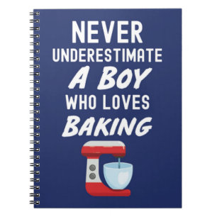 Cute Navy Blue Baking Gifts For Baby Boy Kid Baker Notebook