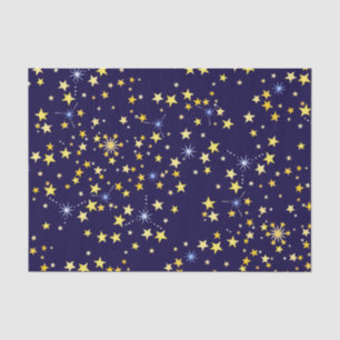   Cute Navy Blue Celestial Pattern Fun Lovely Star Tissue Paper