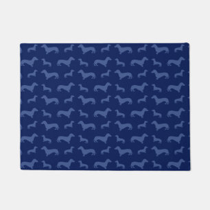 Cute navy blue dachshund pattern doormat
